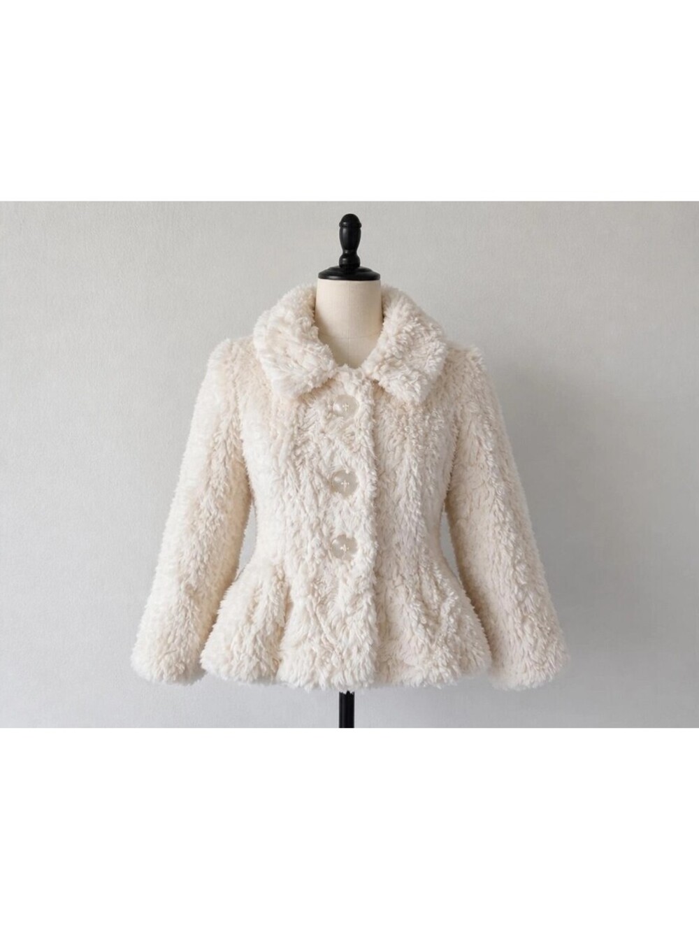 Baby Girl Faux Fur Coat Ivory Beige 0-9 mo